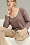Mink Leopard Print Knitted Cotton Pajamas Suit25240265