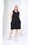 Black Wrinkled Fabric Plus Size Shorts Suit - 7
