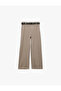 Plaid Wide Leg Trousers with Belt Detail