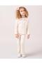 Girls' Cotton Ecru Pink Bow Ribbed Suit - Long Sleeve Top and Spanish Leg Bottom - 5