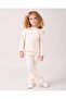 Girls' Cotton Ecru Pink Bow Ribbed Suit - Long Sleeve Top and Spanish Leg Bottom