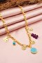 Women's Special Design Plum Color Mixed Figured Evil Eye Necklace - 2