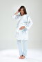 Women's Blue Special Design Patterned Maternity Maternity Dressing Gown Pajama Set - 2
