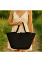Jute Straw Black Color Beach Bag Daily Short Handle Shoulder Bag Handmade Natural Trend Bag - 2