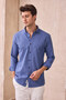 Men's Slim Fit Slim Fit Buttoned Collar Linen Look 100% Cotton Flared Shirt - 7