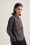 Women's Poplin Oversize Short Shirt Paisley Pattern Black - 4