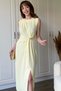 Yellow Draped Midi Dress with Accessory Detail and Slit - 8