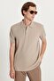 Men's 5-Pack Grey-Navy-White-Brown-Stone Regular Fit Cotton Plain Pique Polo Neck T-Shirt - 2