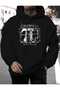 Pi Number Printed Hooded Pocket Cotton Black Sweatshirt
