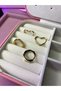 2 Pairs of Steel Earrings Heart and Ring-Shaped 2 Pairs of Steel Gold Color Earrings - 4