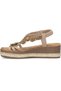 25Y171 Women's Beige Cream Platform Thick Padding Sole Orthopedic Floral Stone Summer Daily Sports Sandals - 3
