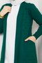 Women's Casual Cardigan with Pockets Emerald Green - 6