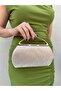Women's Gold Wavy Evening Dress Clutch Portfolio Bag - 4