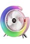 Portable Rechargeable Mini Desk Fan with Colorful LED Light, 3 Speed Modes, USB Charging, and 4 Hour