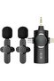 Wireless Microphone, 2-Channel Ultra-Low Latency, 20m Range, HD Mic for iPhone iPad, Live Str