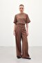 Belt Detailed Modal Trousers - Brown - 5