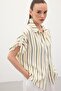 Linen Blend Striped Shirt - Khaki - 4