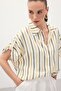 Linen Blend Striped Shirt - Khaki - 5