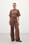 Belt Detailed Modal Trousers - Brown - 4