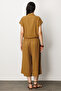 Linen shirt collar knot detailed blouse short pants set - 8