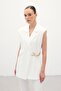 Long Vest with Side Accessories - Ecru - 4