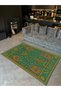 Mosso Blue Green Theme Flower Motifs Patterned Woven Base Vintage Decorative Carpet Mosso175Blue - 3