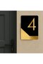 Apartment -Wall - Door - Hotel Number Laser Cutting (Black & Gold 14X10 cm) Number 4 Four - 2