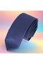 Navy Blue Single Color Plain Dupon Satin Woven Thin Fashion Slim Tie