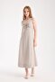 Strappy Long Linen-Look Summer Midi Dress - 6