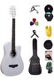 COMBO OFFER White Acoustic Guitar with Bag picks Strap,Capo