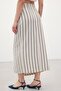 Striped Linen Skirt - Navy Blue - 5