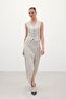 Striped Linen Skirt - Navy Blue - 3