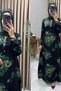 Wisdom Dress 1. Class Viscose Fabric Emerald Women's Rose Patterned Hijab Dress - 2