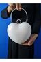 Women's Silver Crystal Heart Evening Bag - 6