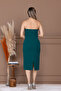 Atlas Fabric Strapless Pencil Dress - Zemrute Green - 8