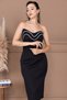 Atlas Fabric Strapless Pencil Dress - Black - 3