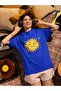 Men/Women Smiling Sun Transfer Printed Round Neck Short Sleeve T-Shirt