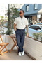 Collar Zippered Double Color Knitwear Polo Collar White - 3