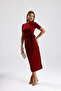 Women's Side Tie Detailed Slit Dress - 7