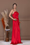 Atlas Fabric Strapless Evening Dress - Red - 6
