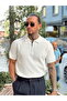 Collar Zippered Double Color Knitwear Polo Collar White - 2