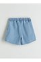 Indigo Elastic Waist B Printed Baby Girl Jean Shorts - 4