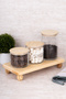 Set of 3 Bamboo Vacuum Lid Glass Jars with Stand and Label Storage Container Set of 3 Sizes - 6