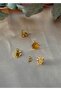 Sihra Accessories Gold Color 9mm Clover Earrings Studded Model Earrings - 3