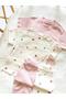 Floral Pattern and Pink Color 2-Piece Ribbed Knit Top and Bottom Set 100% Cotton - 4