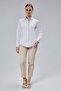 White Cotton Satin Lycra Brbry Fabric Detailed Slim Fit Women's Shirt - 3