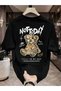 Not Today Teddy Bear Printed Oversized Circle Neck T-Shirt