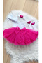 Girl's Fuchsia Color Tutu Skirt Crop Bandana and Socks Set - 3