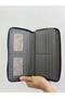 Large Size Leather Gray Women's Wallet Handbag with Phone Compartment and Gold Detail - 3