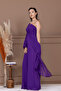 Chiffon Single Sleeve Detail Jumpsuit - Purple - 6